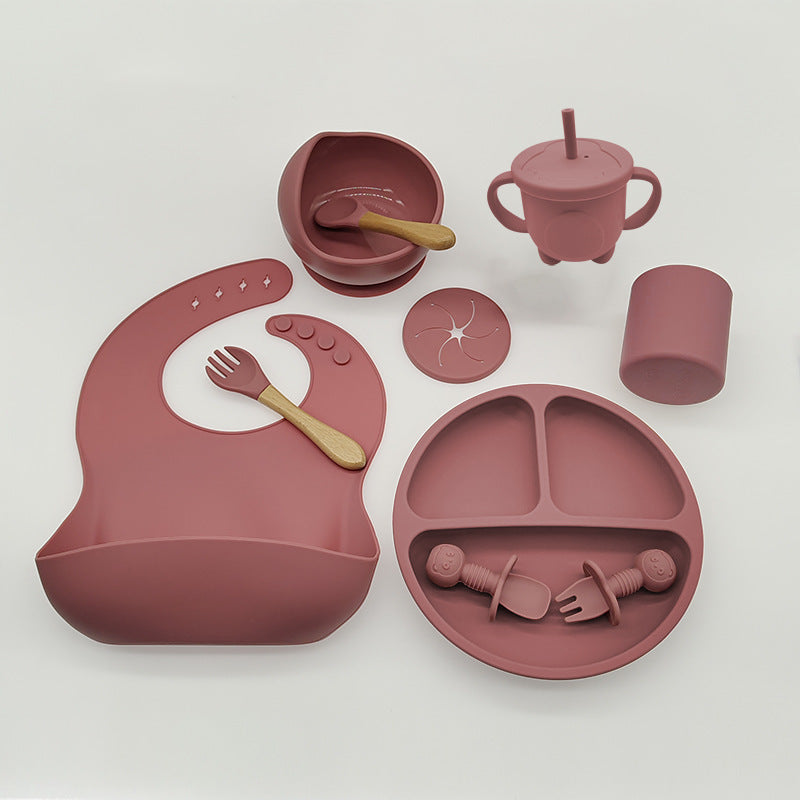 Silicone Baby Feeding Set – 10-Piece, Safe & Practical Dishware for Learning to Eat, Dishwasher Safe