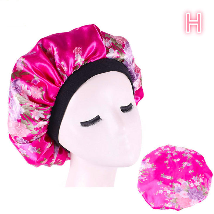 Beauty Satin Silk Hair Bonnet – Elegant Sleep Night Cap with Beautiful Print