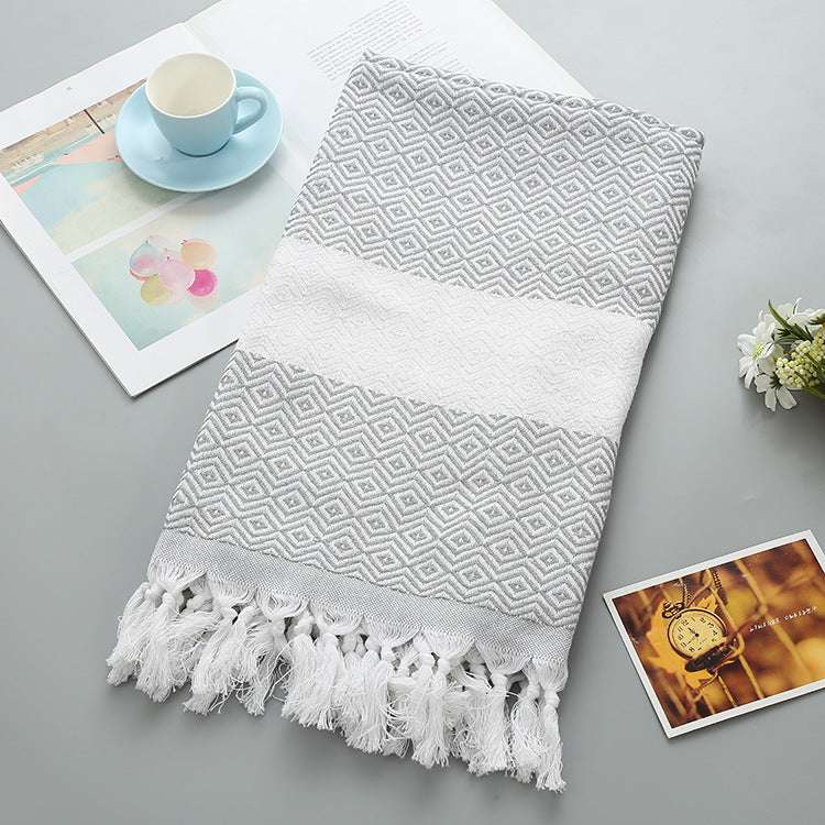 Handmade Tassel Turkish Beach Towel – Geometric Pattern Cotton Towel