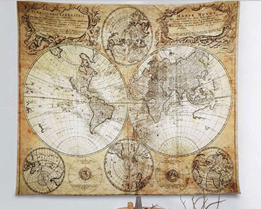 World Map Digital Printing Home Tapestry - European Style Wall Hanging