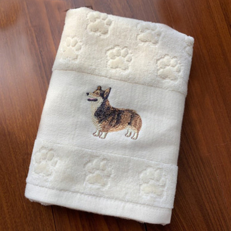 Dog Embroidery Water Absorbing Wash Towel – Pure Cotton