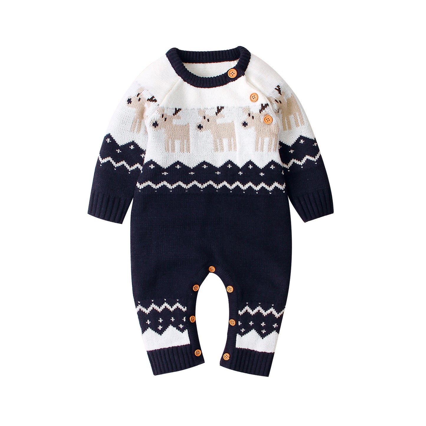 Cartoon Christmas Reindeer Baby Romper – Cozy & Stylish Winter Outfit for Boys and Girls