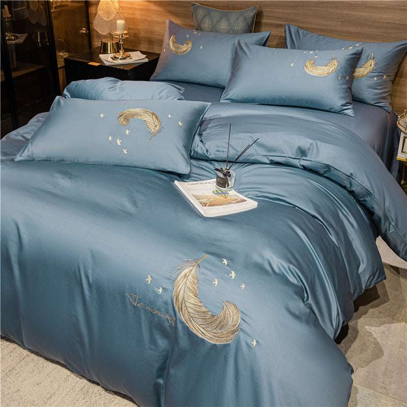 Four-Piece Bedding Set with Pure Cotton Cover – Personalized Fashion Embroidered Quilt Set