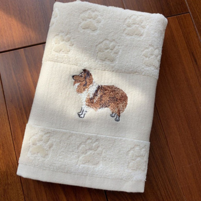 Dog Embroidery Water Absorbing Wash Towel – Pure Cotton