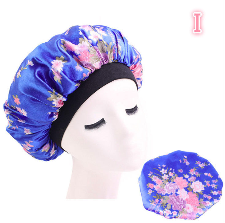 Beauty Satin Silk Hair Bonnet – Elegant Sleep Night Cap with Beautiful Print