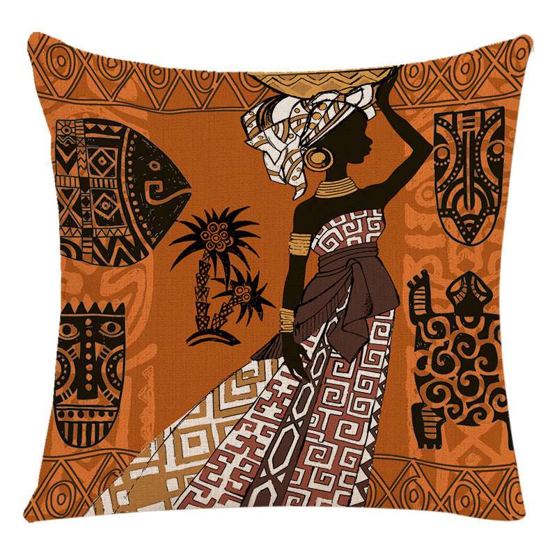 African Woman Bed Cushion Cover - Stylish National Design Pillow Cover