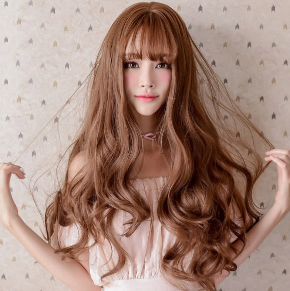 Girls Curl Big Waves Korean Air Style Wig – Heat-Resistant, Natural Look with Realistic Scalp Simulation