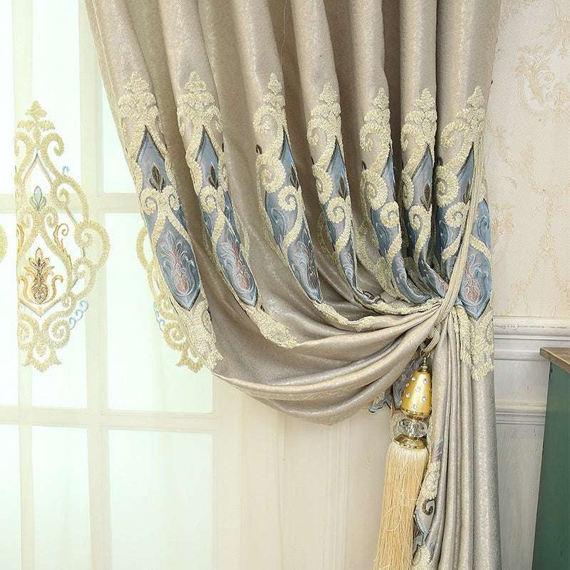 Crown European Embroidery Cloth Mesh Curtains – Modern Simple Living Room and  Bedroom