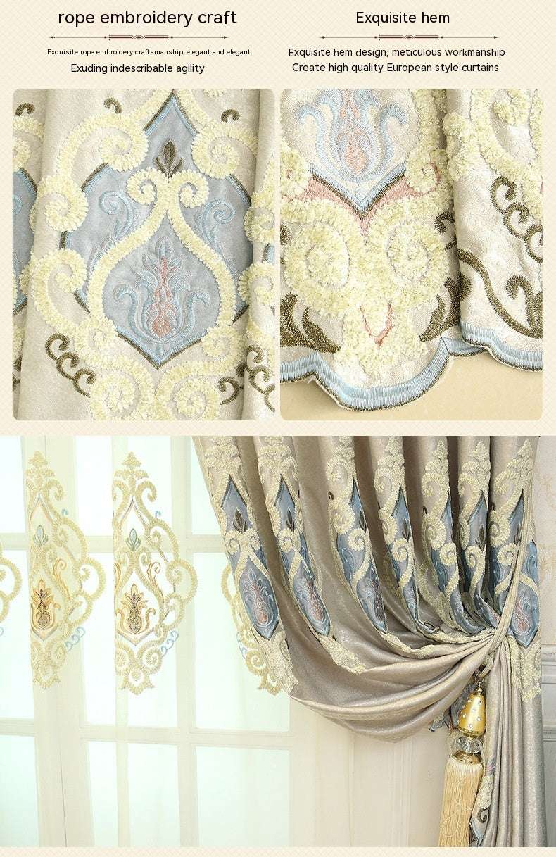 Crown European Embroidery Cloth Mesh Curtains – Modern Simple Living Room and  Bedroom