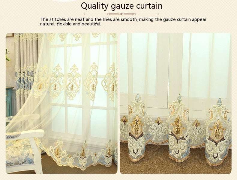 Crown European Embroidery Cloth Mesh Curtains – Modern Simple Living Room and  Bedroom