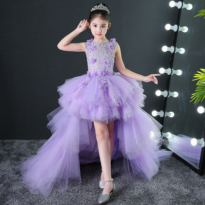 Princess Evening Dress for Girls with Removable Train – Perfect for Special Occasions