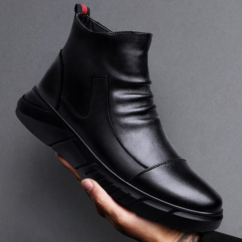 High Top Men Shoes-Leather Casual Boots