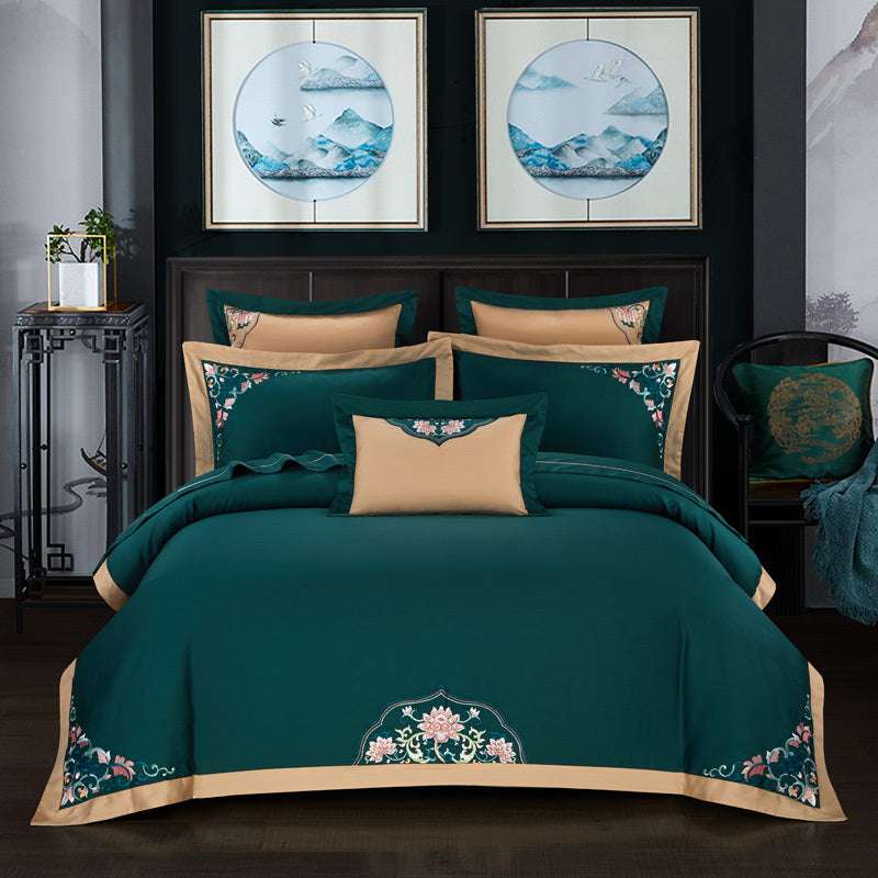 Chinese National Style Bedding Set - Luxurious Long Staple Cotton with Reactive Dyeing