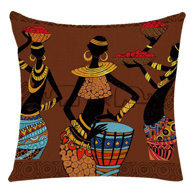 African Woman Bed Cushion Cover - Stylish National Design Pillow Cover