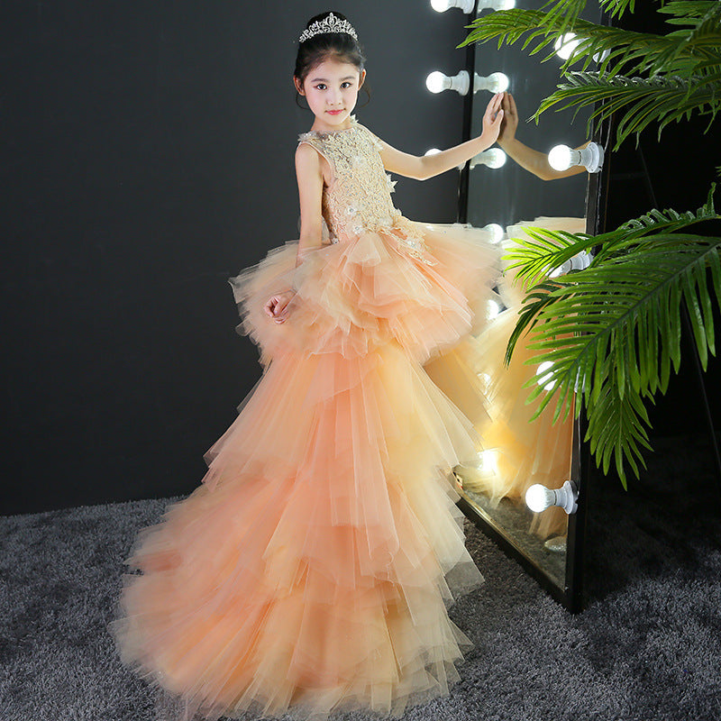 Princess Evening Dress for Girls with Removable Train – Perfect for Special Occasions