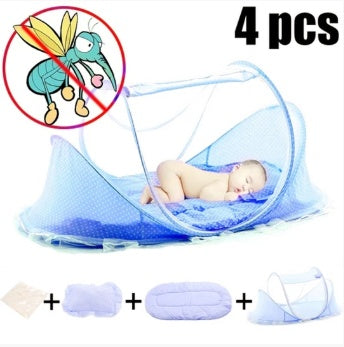 Baby Foldable Encrypted Zipper Mosquito Net - 4 Pcs