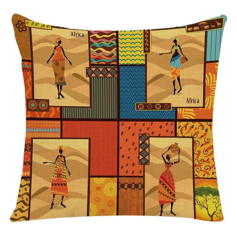 African Woman Bed Cushion Cover - Stylish National Design Pillow Cover