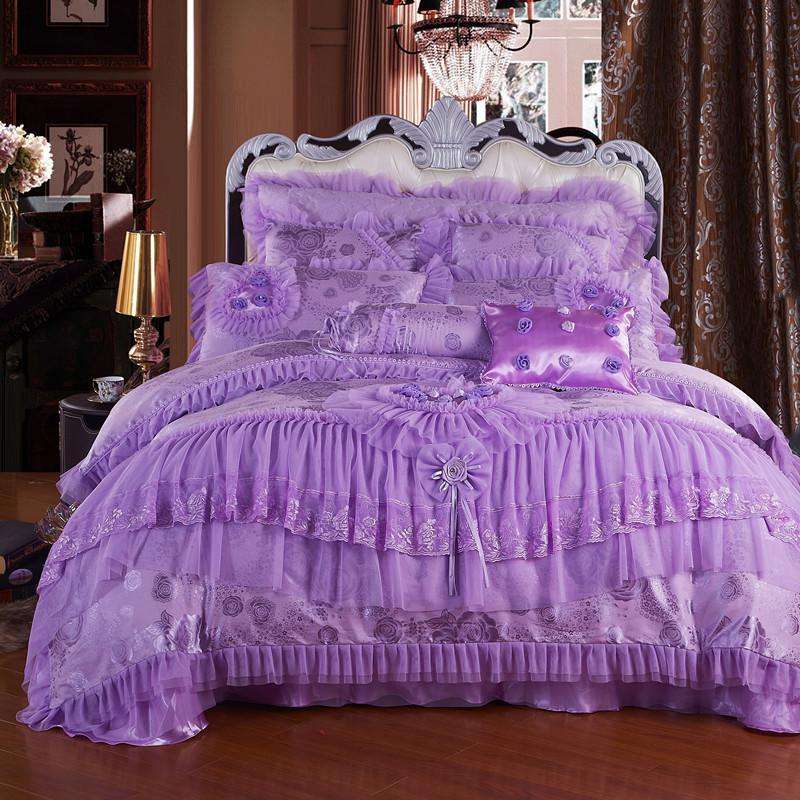 Wedding Four-Piece Lace Bedding Set | Cotton Satin Wedding Quilt Bedding