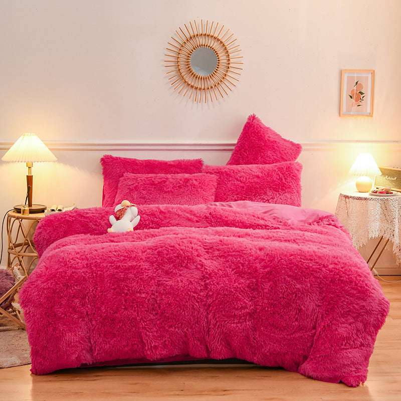 Luxurious Mink Velvet and  Crystal Velvet Four-Piece Bedding Set – Personalized Fashion Style