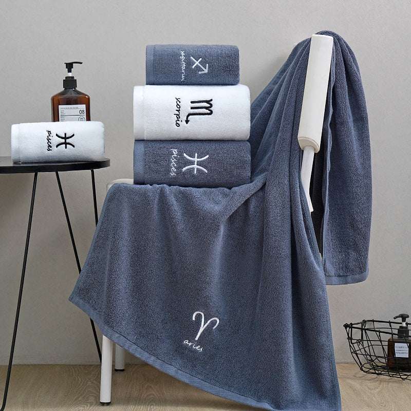 Cotton Constellation Towel Set - Zodiac-Inspired Pure Cotton Towels for Bath & Beach