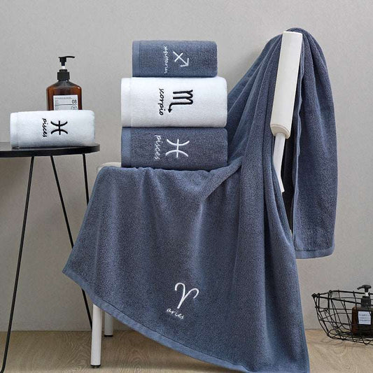 Cotton Constellation Towel Set - Zodiac-Inspired Pure Cotton Towels for Bath & Beach