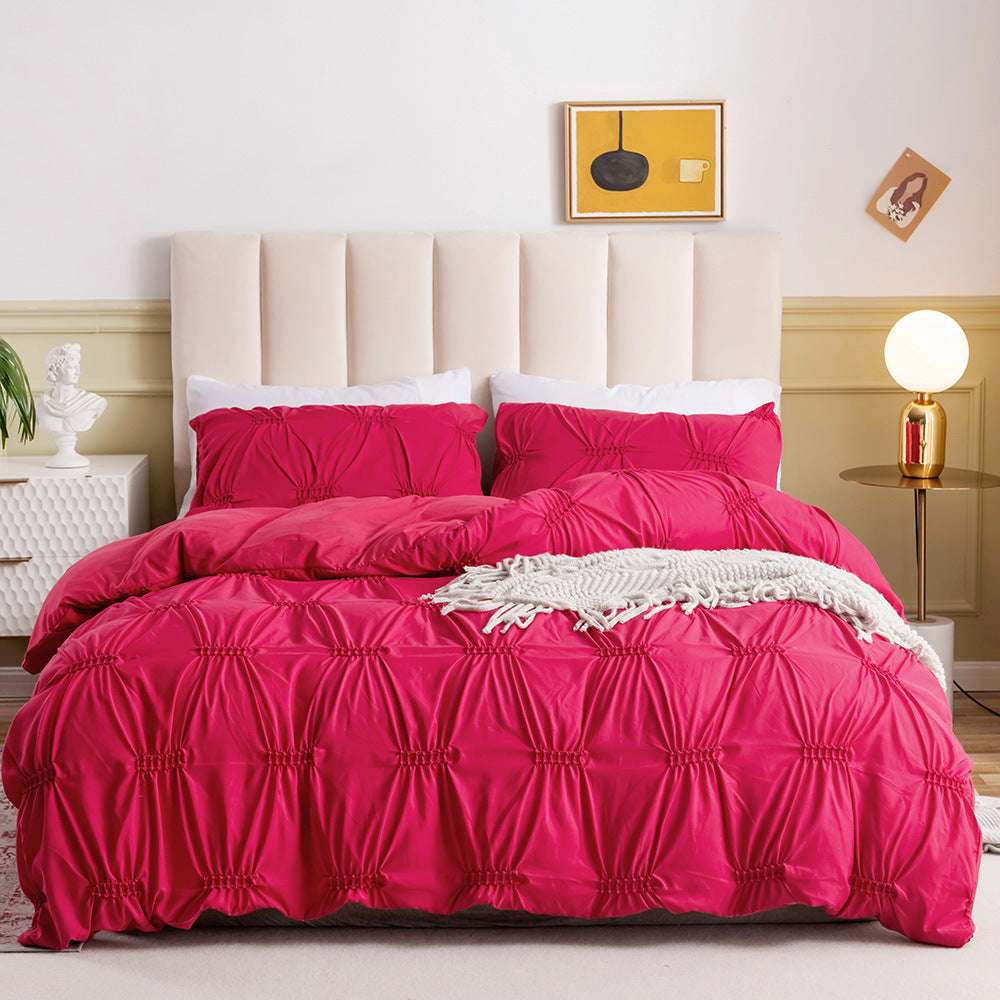 Craftsmanship Plain Solid Color Quilt Cover Pillowcase Bedding Set