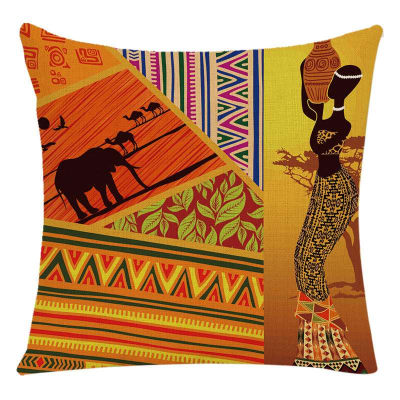 African Woman Bed Cushion Cover - Stylish National Design Pillow Cover