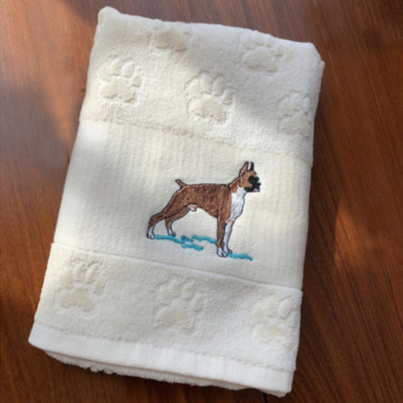 Dog Embroidery Water Absorbing Wash Towel – Pure Cotton