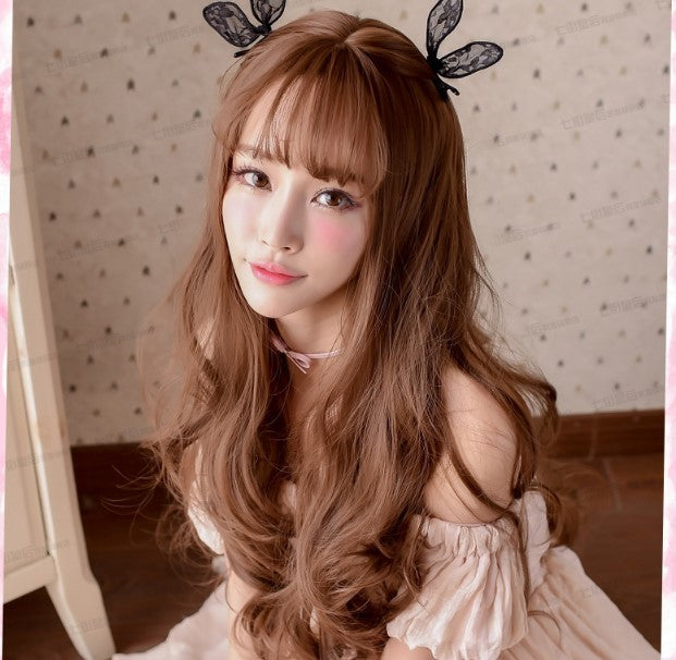 Girls Curl Big Waves Korean Air Style Wig – Heat-Resistant, Natural Look with Realistic Scalp Simulation