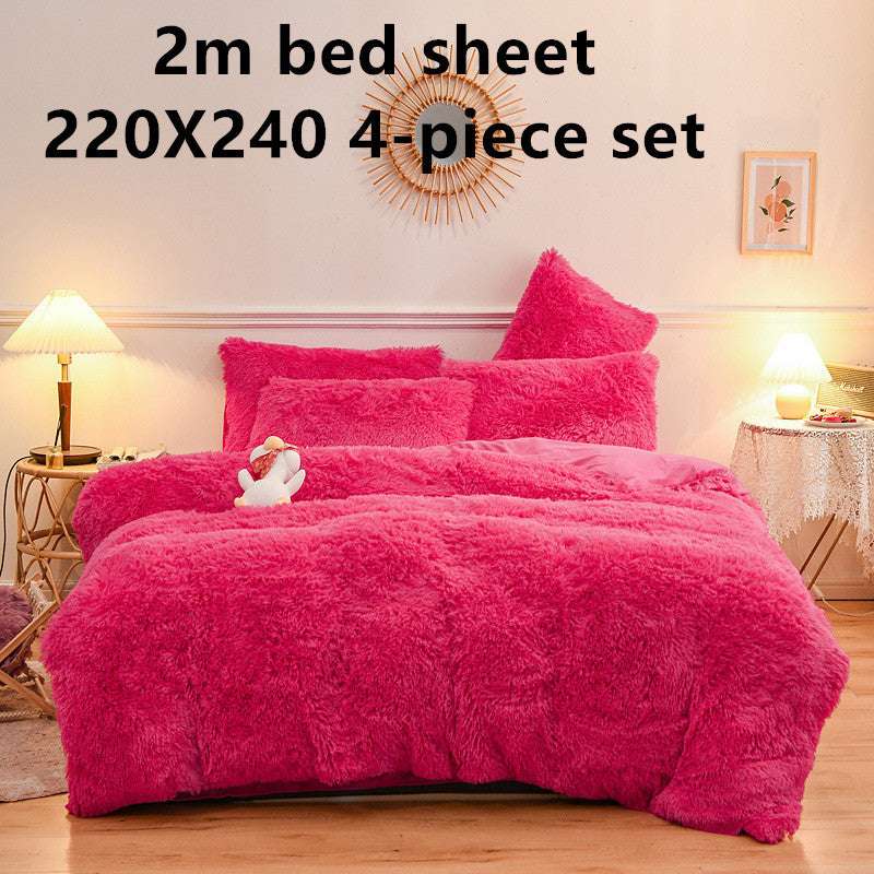 Luxurious Mink Velvet and  Crystal Velvet Four-Piece Bedding Set – Personalized Fashion Style