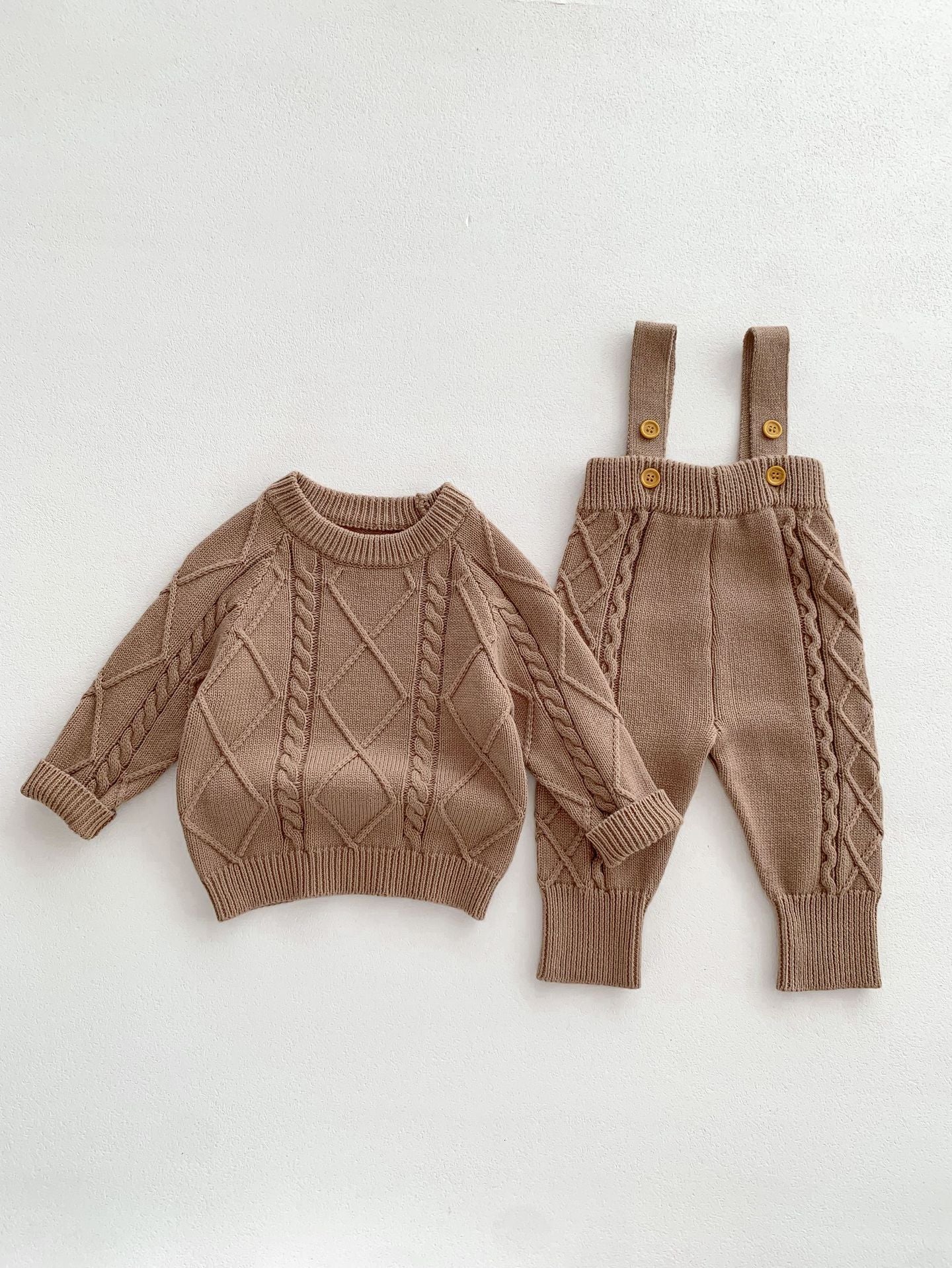 Baby Fall & Winter Twist Knit Sweater Jumpsuit – Comfortable & Stylish Cotton Outfit for Boys and Girls