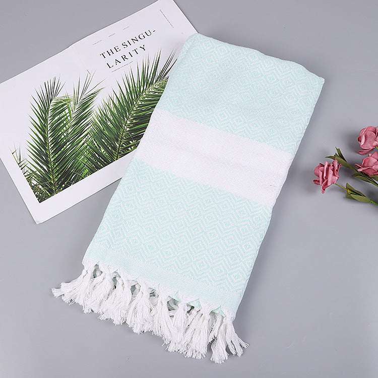 Handmade Tassel Turkish Beach Towel – Geometric Pattern Cotton Towel