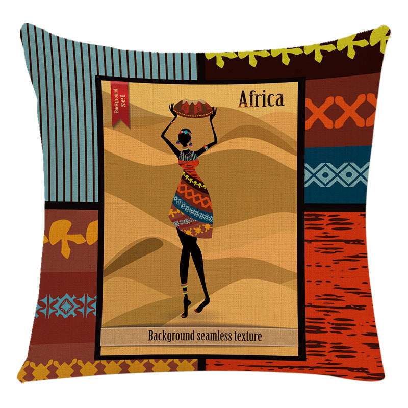 African Woman Bed Cushion Cover - Stylish National Design Pillow Cover