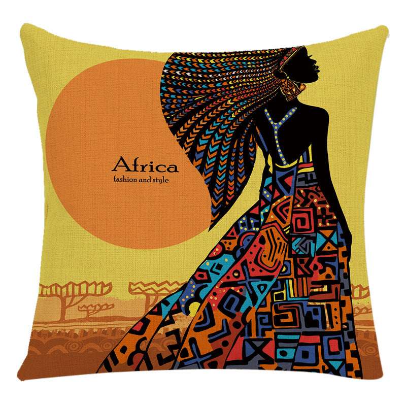 African Woman Bed Cushion Cover - Stylish National Design Pillow Cover