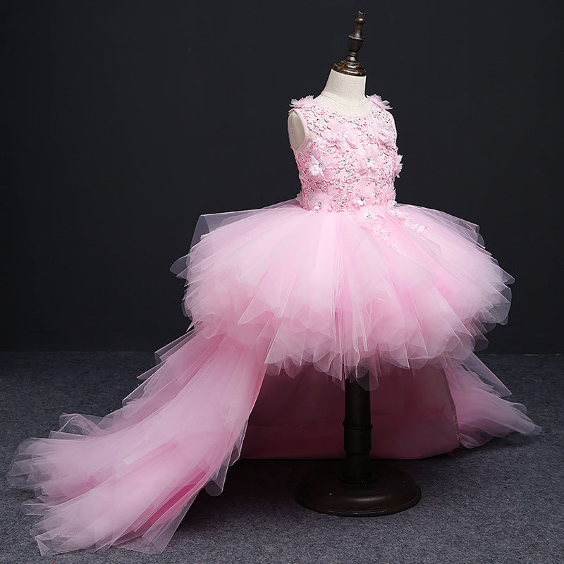 Princess Evening Dress for Girls with Removable Train – Perfect for Special Occasions