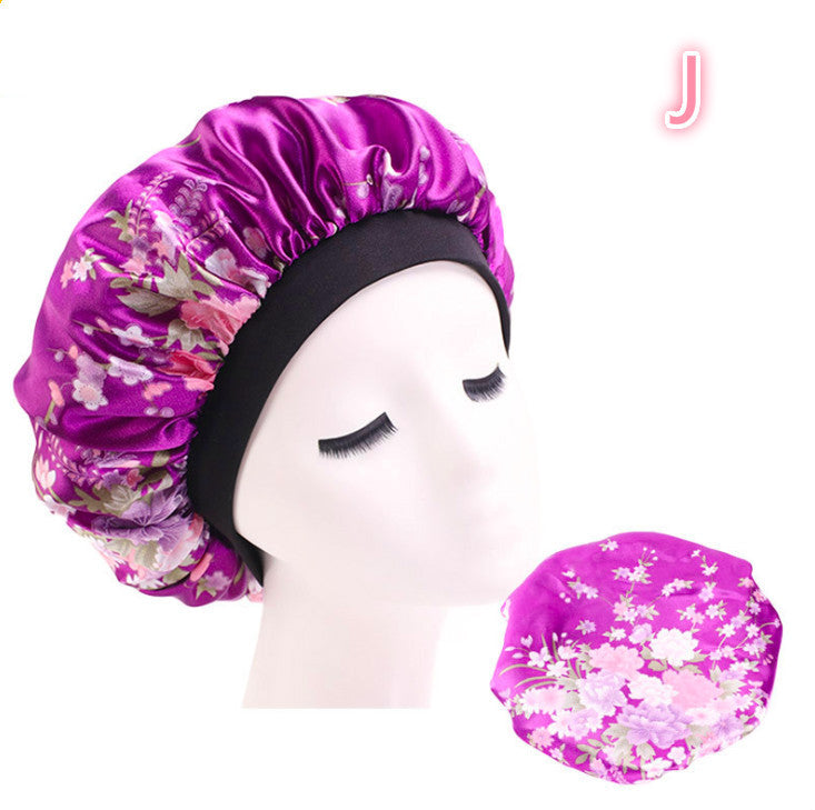 Beauty Satin Silk Hair Bonnet – Elegant Sleep Night Cap with Beautiful Print