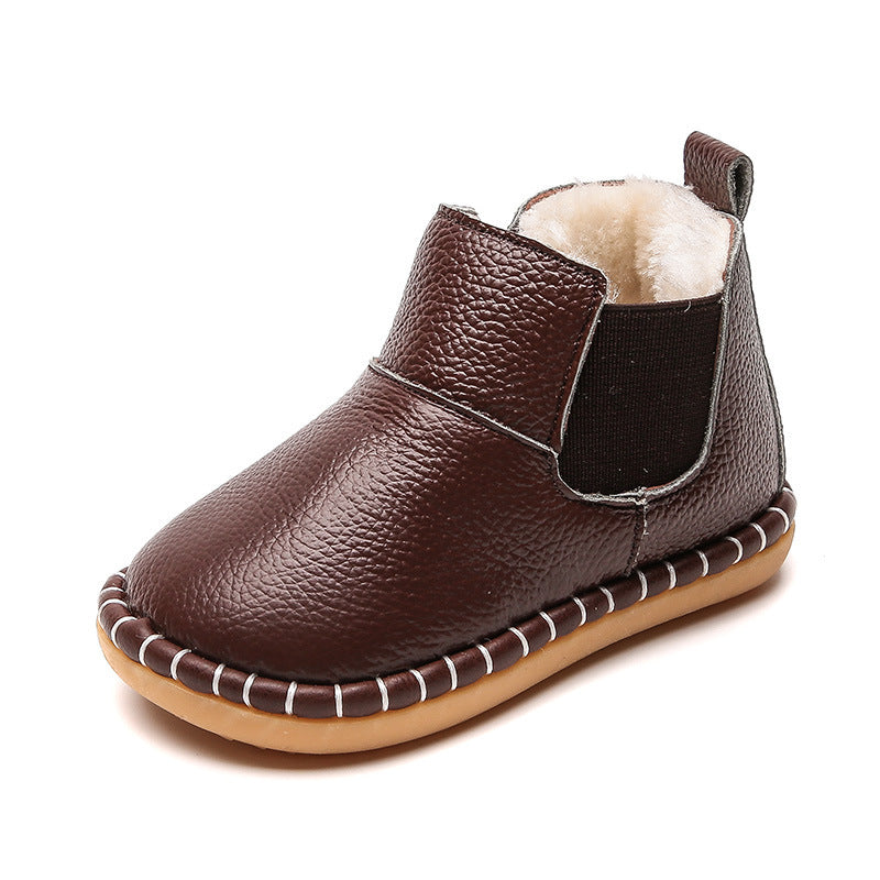 Winter Leather Baby Shoes – Soft Cotton Sole for Warmth & Comfort