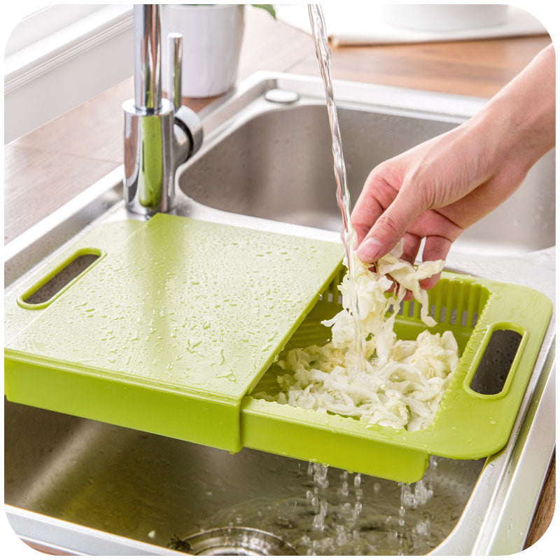 Ergonomic Multi-Function Cutting Board with Drain Basket - Perfect for Vegetables & Meat