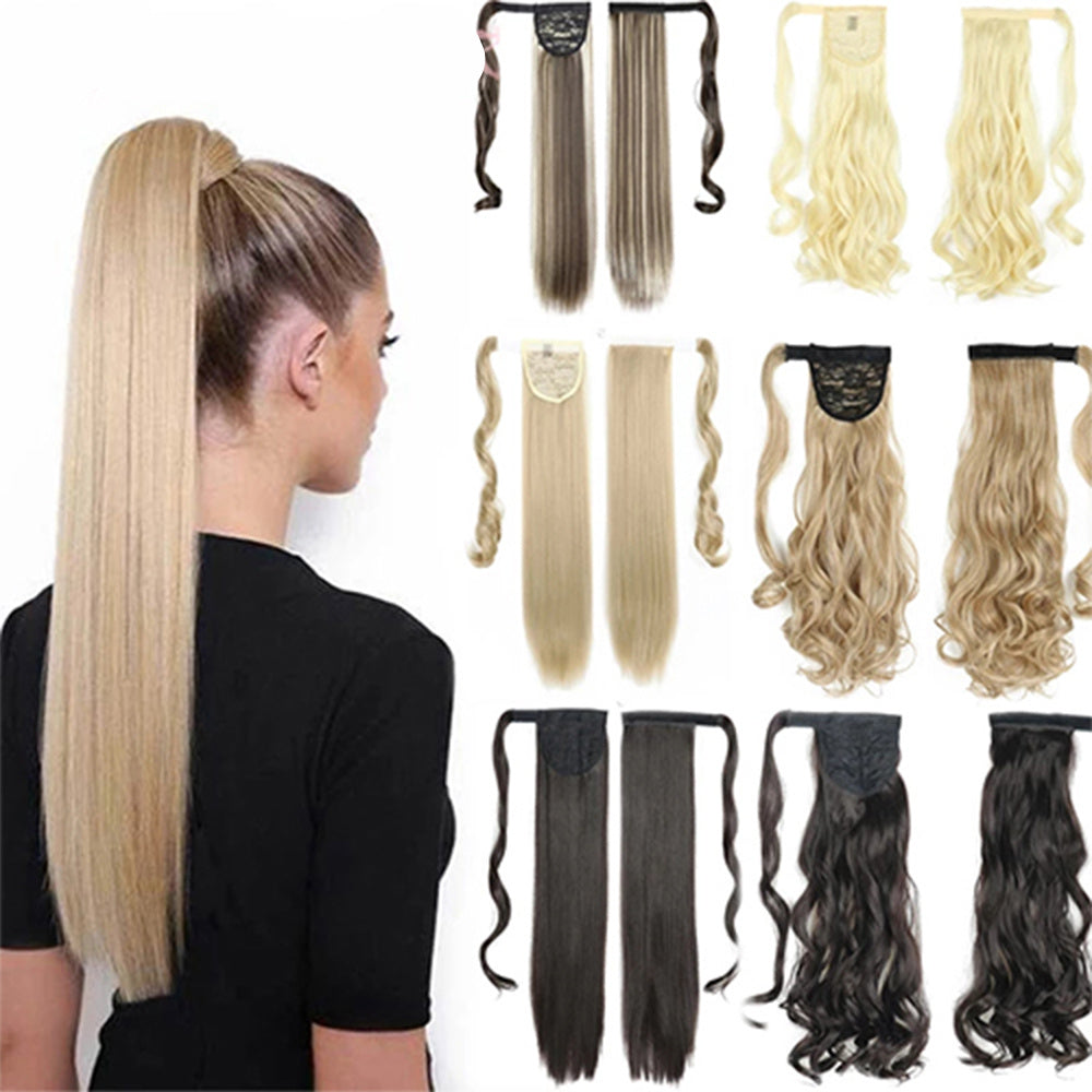 Long Straight Wrap Around Clip-In Ponytail Hair Extension – 22 Inch, Heat Resistant Synthetic Hair