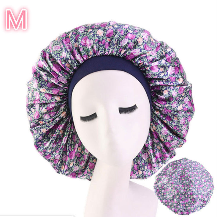 Beauty Satin Silk Hair Bonnet – Elegant Sleep Night Cap with Beautiful Print