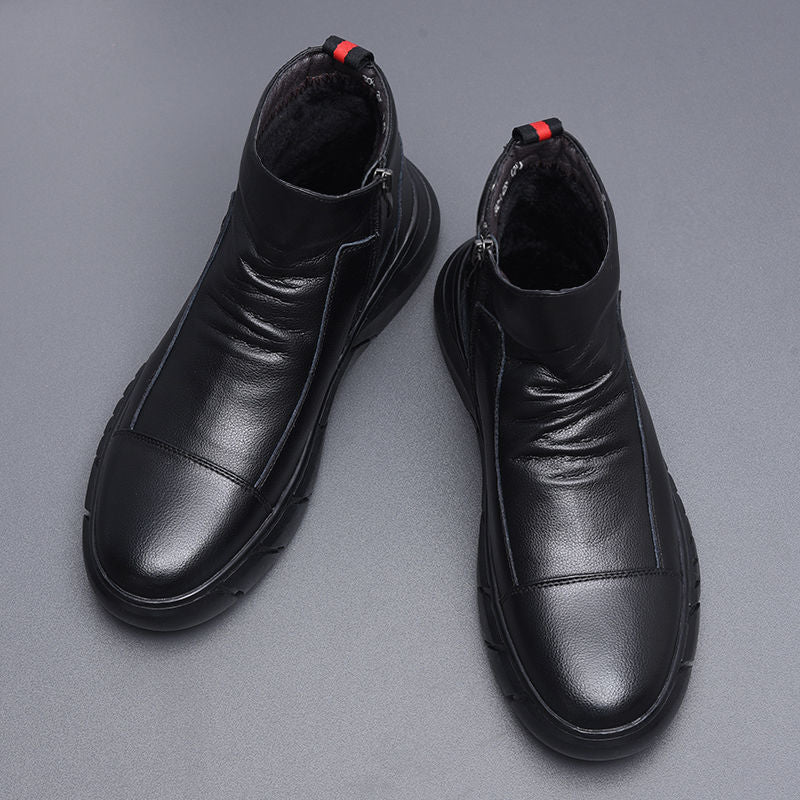 High Top Men Shoes-Leather Casual Boots