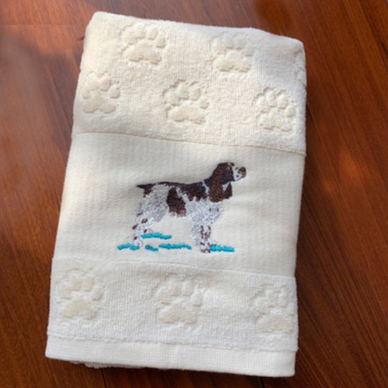 Dog Embroidery Water Absorbing Wash Towel – Pure Cotton