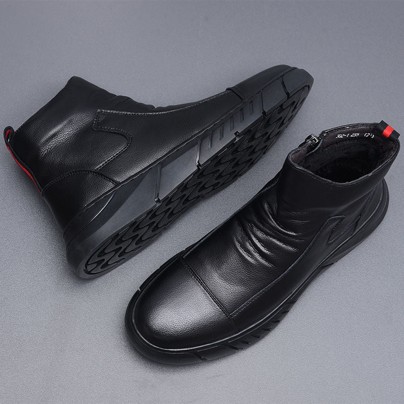 High Top Men Shoes-Leather Casual Boots