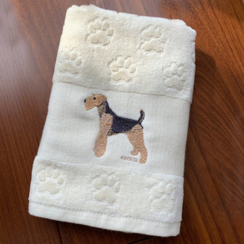 Dog Embroidery Water Absorbing Wash Towel – Pure Cotton