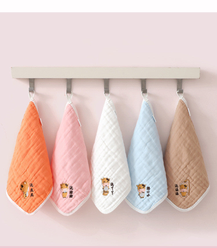 Embroidered Baby Saliva Towel Set 6 Layer- Soft, Absorbent, and Adorable Designs for Infants & Toddlers