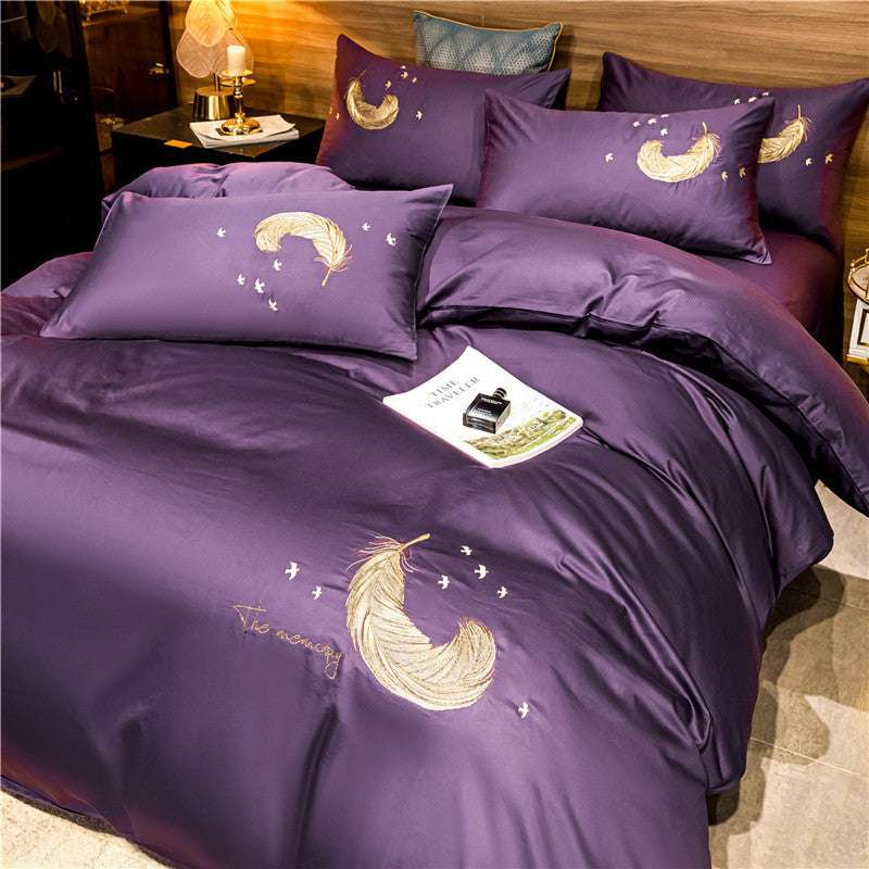 Four-Piece Bedding Set with Pure Cotton Cover – Personalized Fashion Embroidered Quilt Set