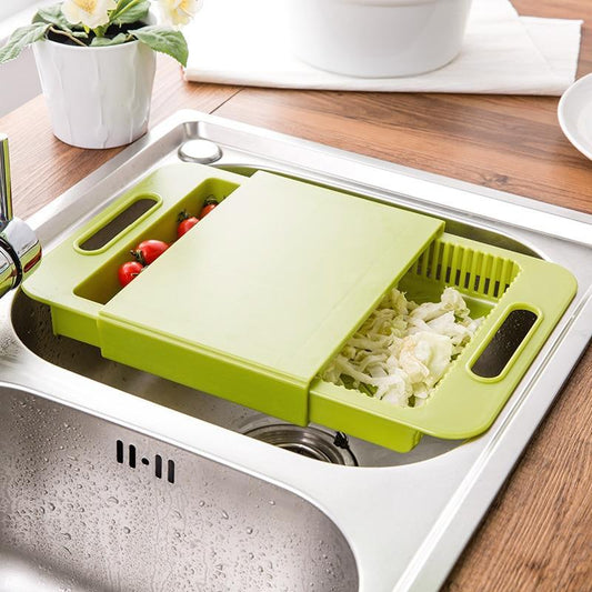 Ergonomic Multi-Function Cutting Board with Drain Basket - Perfect for Vegetables & Meat