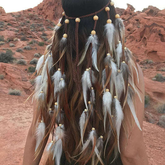 Bohemian Long Feather Headband – Stylish & Elegant Festival Hair Accessory