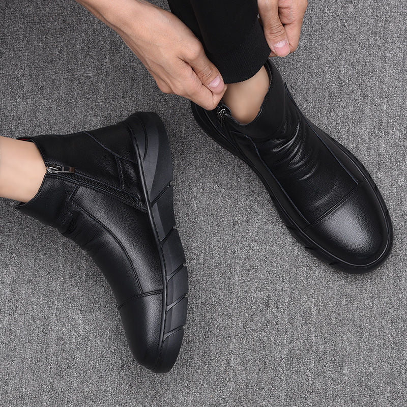 High Top Men Shoes-Leather Casual Boots