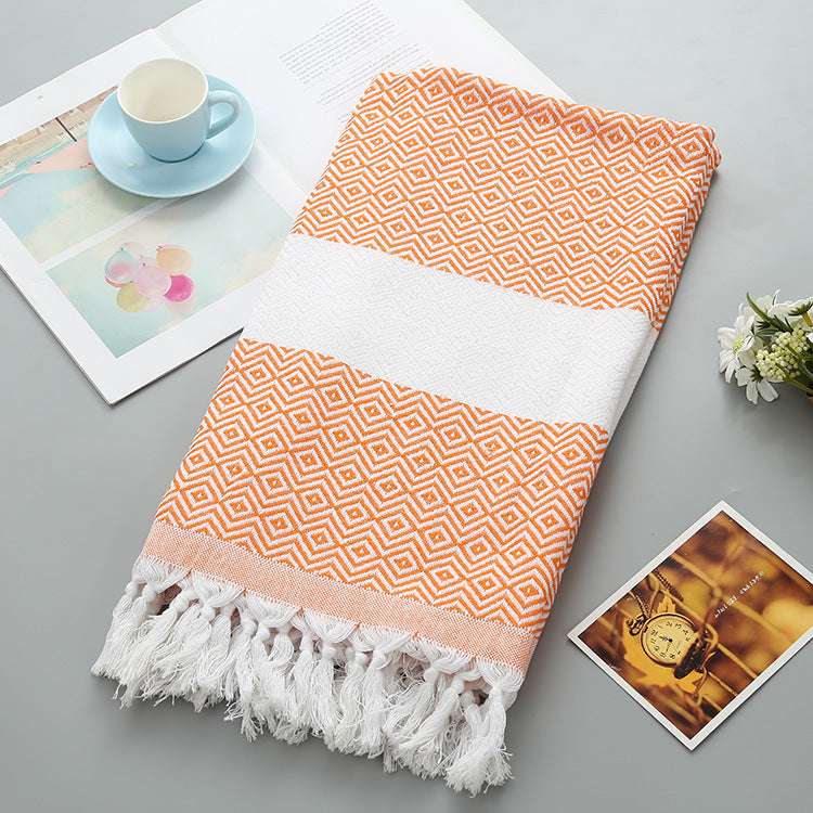 Handmade Tassel Turkish Beach Towel – Geometric Pattern Cotton Towel